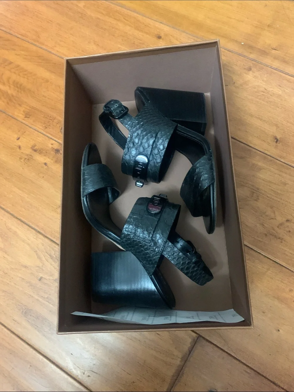 Coach Black High Heels Sandals Shoes Size 6 ankle buckle closure- Dennis